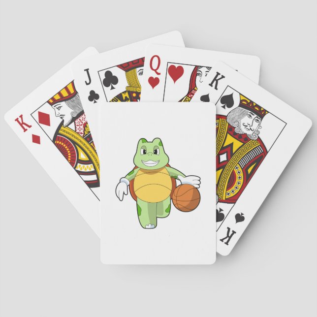 Turtle as Basketball player with Basketball.PNG Poker Cards (Back)