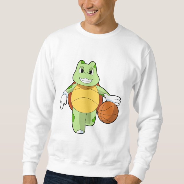 Turtle as Basketball player with Basketball.PNG Sweatshirt (Front)