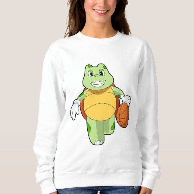Turtle as Basketball player with Basketball.PNG Sweatshirt (Front)