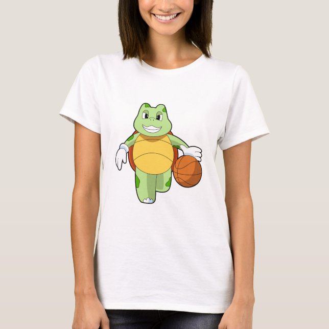 Turtle as Basketball player with Basketball.PNG T-Shirt (Front)