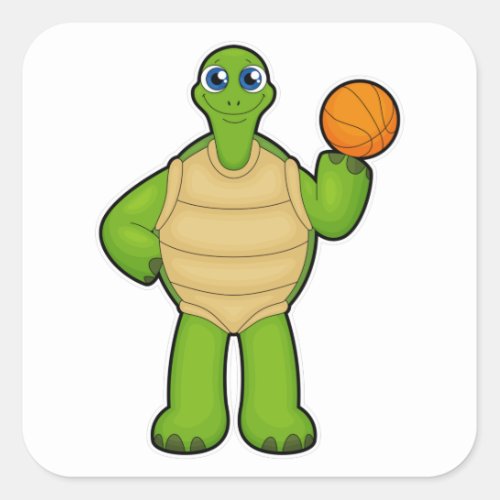 Turtle as Basketball player with Basketball Square Sticker