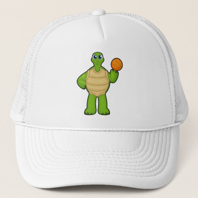 Turtle as Basketball player with Basketball Trucker Hat (Front)