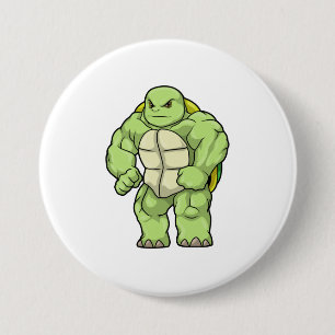 Turtle as Bodybuilder with Six pack Button