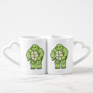 Turtle as Bodybuilder with Six pack Coffee Mug Set
