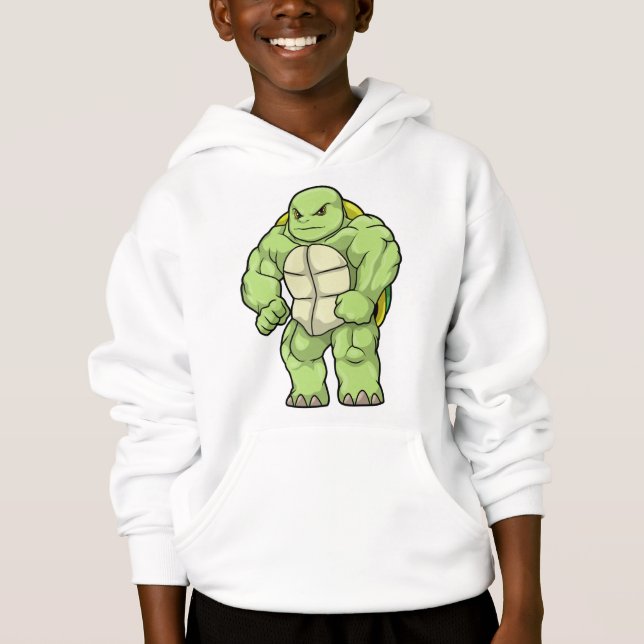 Turtle as Bodybuilder with Six pack Hoodie (Front)