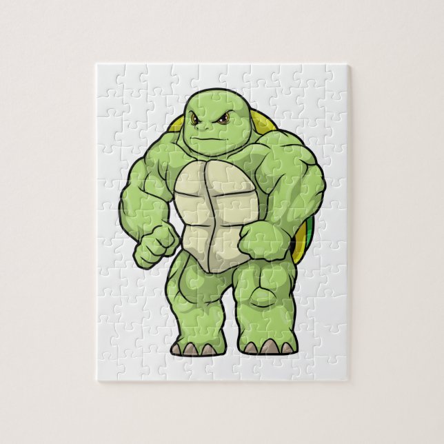 Turtle as Bodybuilder with Six pack Jigsaw Puzzle (Vertical)
