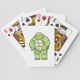 Turtle as Bodybuilder with Six pack Poker Cards