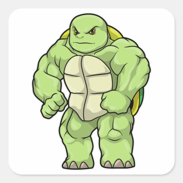 Turtle as Bodybuilder with Six pack Square Sticker (Front)