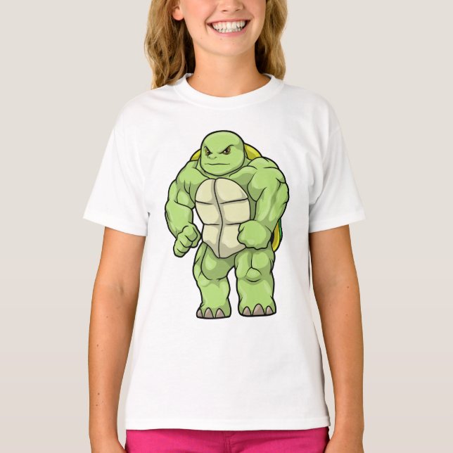 Turtle as Bodybuilder with Six pack T-Shirt (Front)