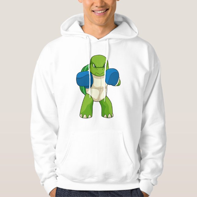 Turtle as Boxer with Boxing gloves Hoodie (Front)