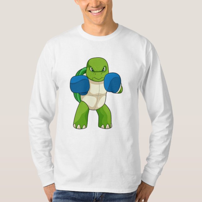 Turtle as Boxer with Boxing gloves T-Shirt (Front)