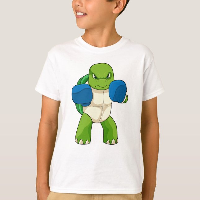 Turtle as Boxer with Boxing gloves T-Shirt (Front)
