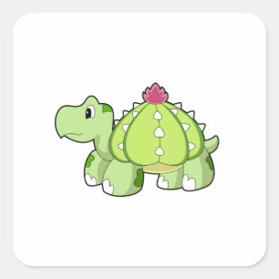 Turtle as Cactus Square Sticker