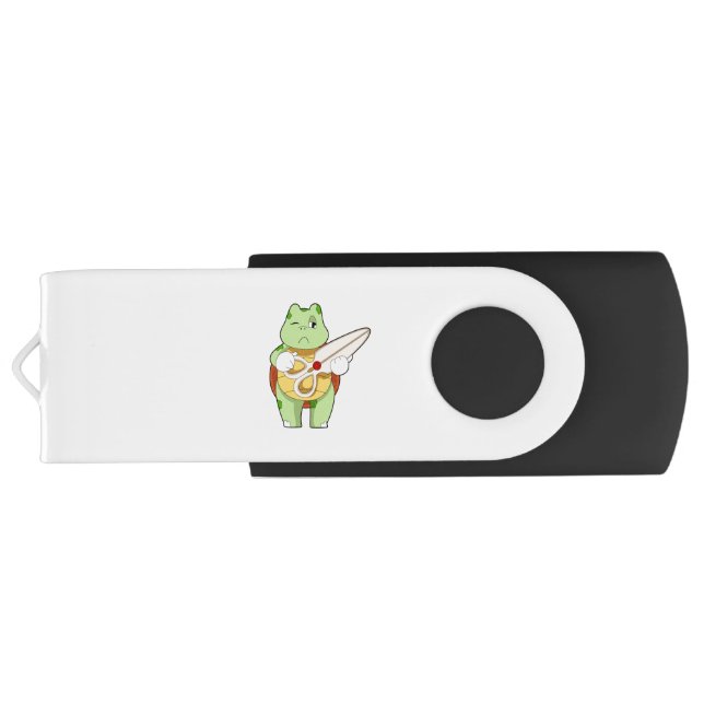 Turtle as Hairdresser with Scissors Flash Drive (Back)