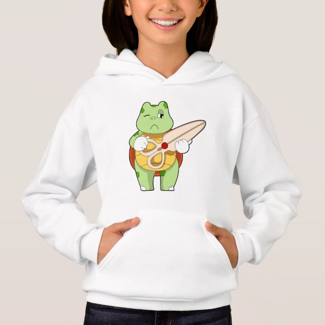 Turtle as Hairdresser with Scissors Hoodie (Front)