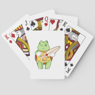 Turtle as Hairdresser with Scissors Poker Cards