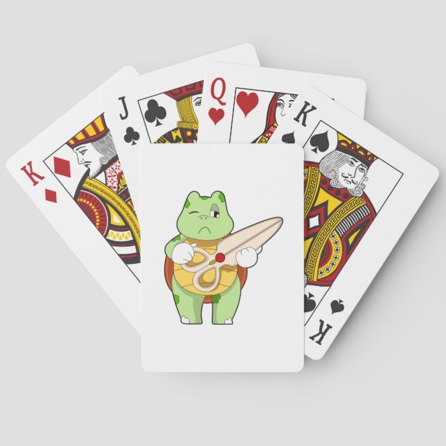 Turtle as Hairdresser with Scissors Poker Cards (Back)