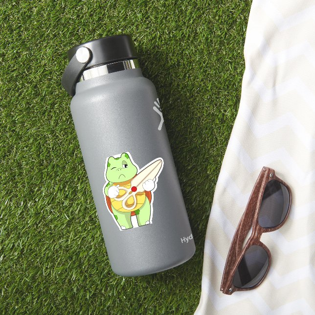 Turtle As Hairdresser With Scissors Sticker (HydroFlask Insitu)