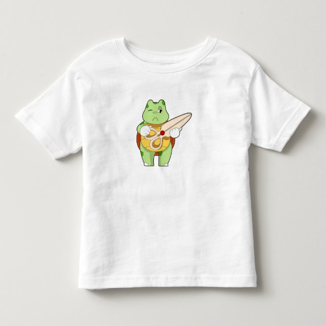 Turtle as Hairdresser with Scissors Toddler T-shirt (Front)