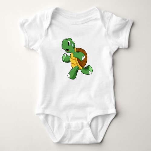 Turtle as Jogger at Running Baby Bodysuit