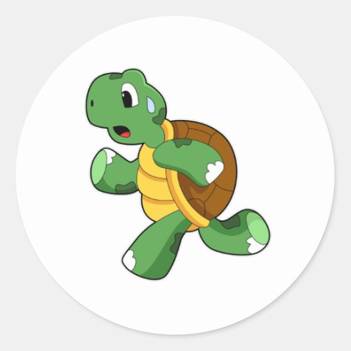 Turtle as Jogger at Running Classic Round Sticker