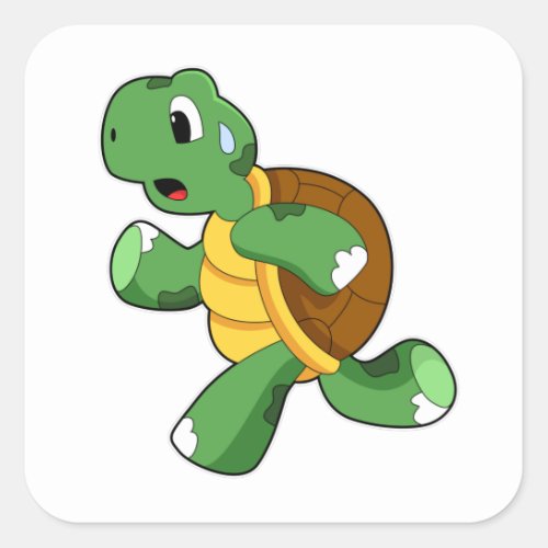 Turtle as Jogger at Running Square Sticker