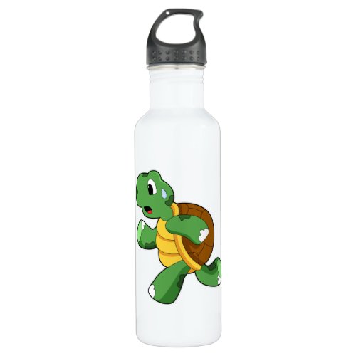 Turtle as Jogger at Running Stainless Steel Water Bottle
