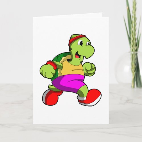 Turtle as Jogger with Headband Card