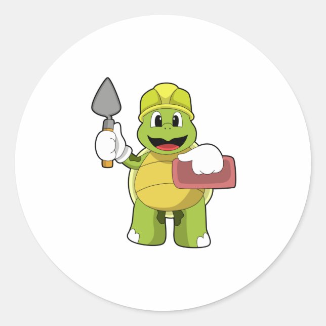 Turtle as Mason with Stone Classic Round Sticker (Front)