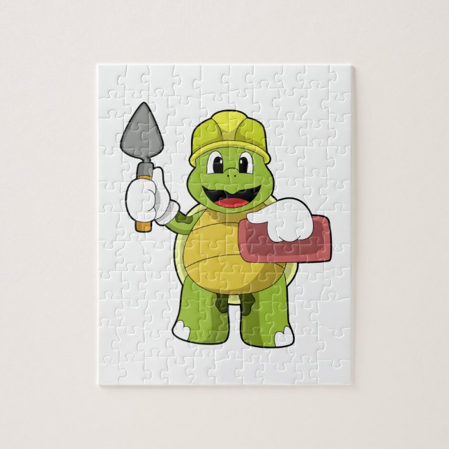 Turtle as Mason with Stone Jigsaw Puzzle (Vertical)