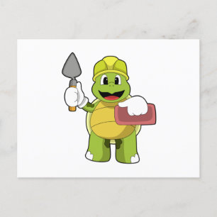 Turtle as Mason with Stone Postcard