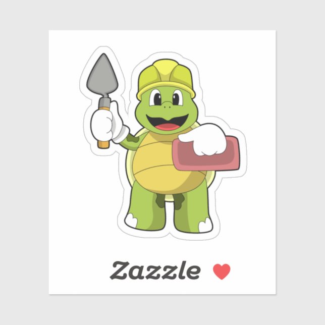 Turtle as Mason with Stone Sticker (Sheet)