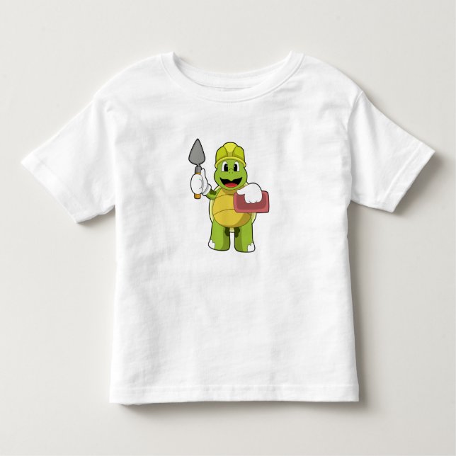Turtle as Mason with Stone Toddler T-shirt (Front)