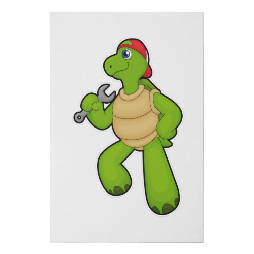 Turtle as Mechanic with Wrench  Cap Faux Canvas Print