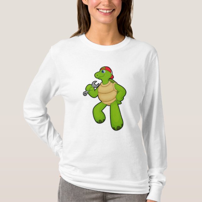 Turtle as Mechanic with Wrench & Cap T-Shirt (Front)