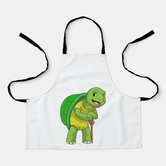 Turtle as Pensioner with Walking stick Apron (Front)