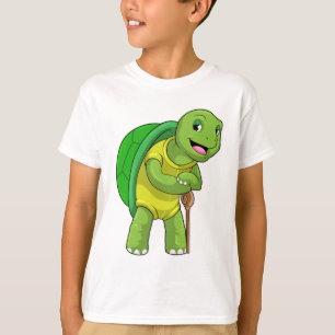 Turtle as Pensioner with Walking stick T-Shirt