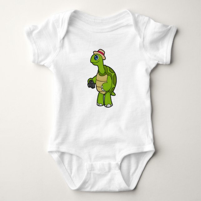 Turtle as Photographer with Camera Baby Bodysuit (Front)