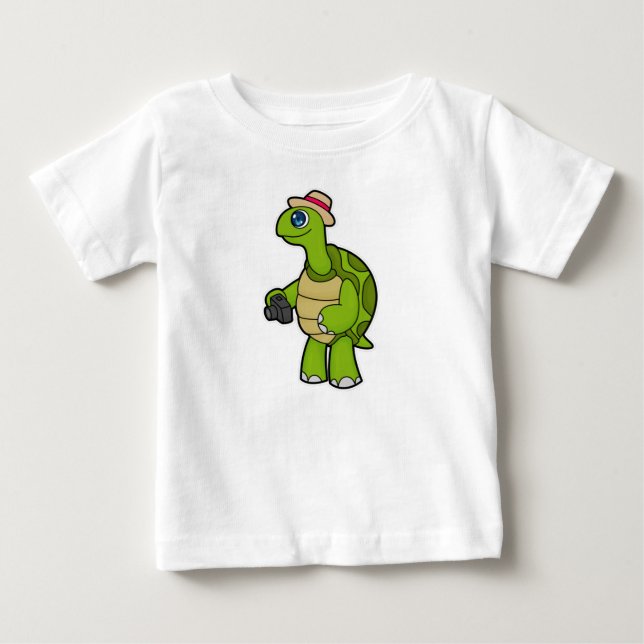 Turtle as Photographer with Camera Baby T-Shirt (Front)