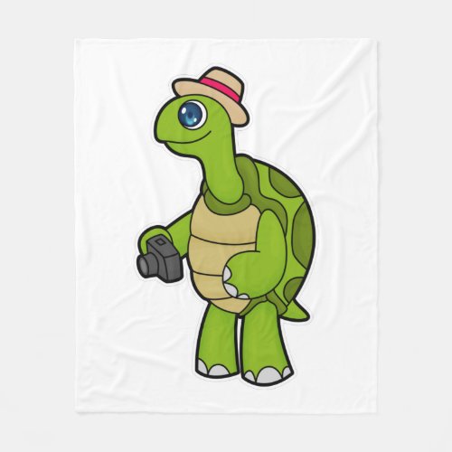 Turtle as Photographer with Camera Fleece Blanket