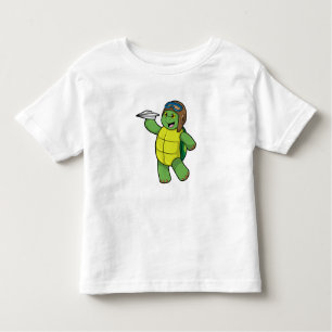 Turtle as Pilot with Paper plane Toddler T-shirt