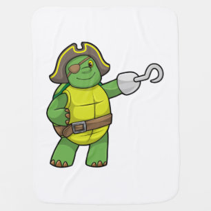 Turtle as Pirate with Hooked hand & Eye patch Baby Blanket