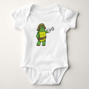 Turtle as Pirate with Hooked hand & Eye patch Baby Bodysuit
