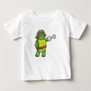 Turtle as Pirate with Hooked hand & Eye patch Baby T-Shirt