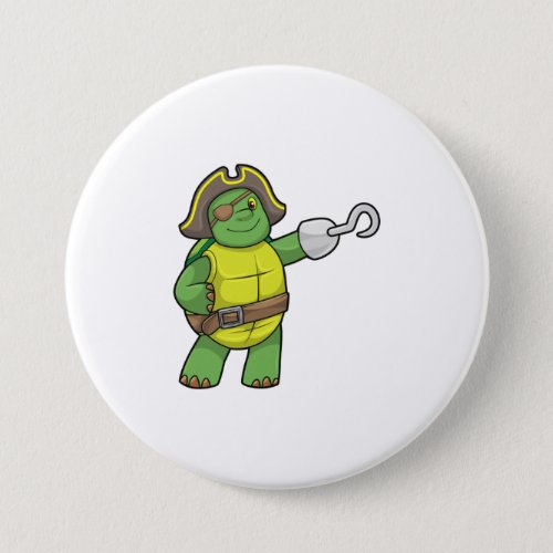 Turtle as Pirate with Hooked hand  Eye patch Button