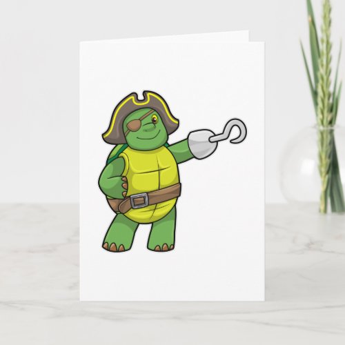 Turtle as Pirate with Hooked hand  Eye patch Card