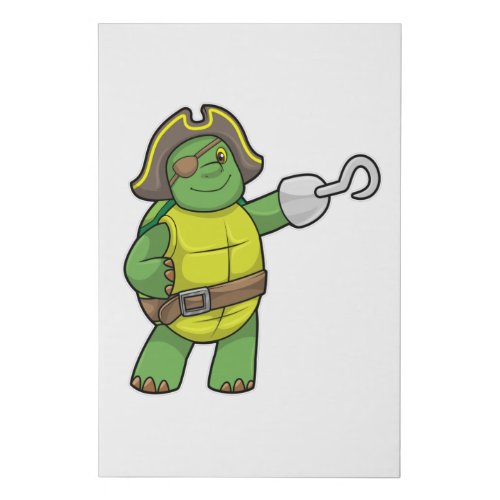 Turtle as Pirate with Hooked hand  Eye patch Faux Canvas Print
