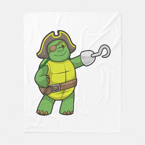 Turtle as Pirate with Hooked hand  Eye patch Fleece Blanket