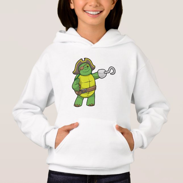 Turtle as Pirate with Hooked hand & Eye patch Hoodie (Front)