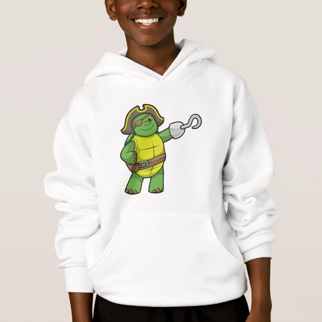 Turtle as Pirate with Hooked hand & Eye patch Hoodie (Front)